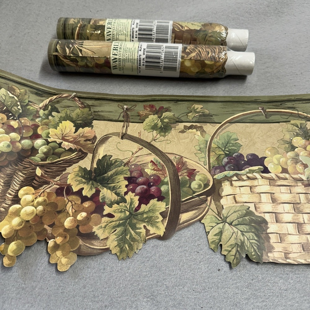Lot 3 Waverly Tuscany Grape Vine Farmhouse Cottage Scalloped Wallpaper Border 9"
